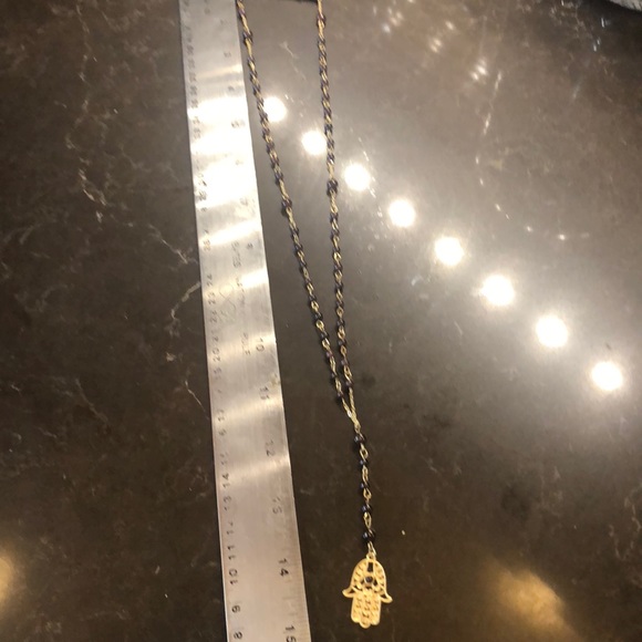 Hamsa hand of God brown bronze long drop necklace - Picture 3 of 3